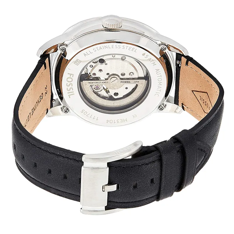 Fossil Townsman White Dial Black Leather Men's Watch- ME3104